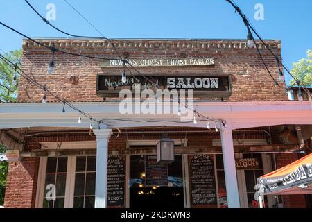 Genoa, NV, USA. 2022-09-17.  Nevada’s oldest bar, front view, brickwork historic building Stock Photo
