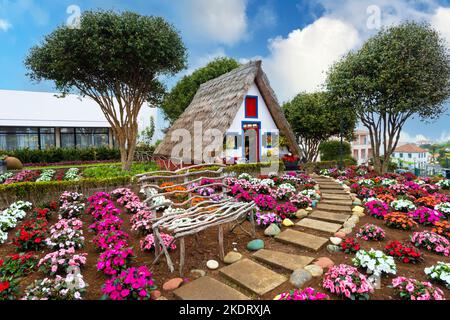 The traditional house in Santana village. Madeira, Portugal Stock Photo