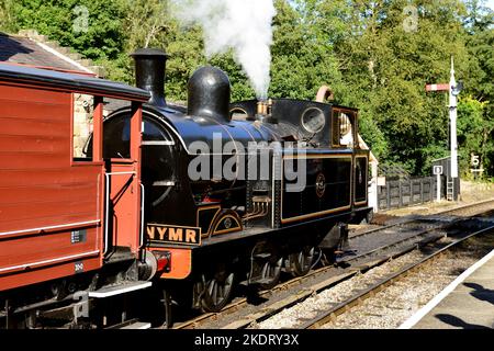 Taff Vale Railway O2 class 0-6-2T locomotive No 85 at Goathland station, North Yorkshire Moors Railway in September 2022. (See Note). Stock Photo