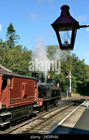 Taff Vale Railway O2 class 0-6-2T locomotive No 85 at Goathland station, North Yorkshire Moors Railway in September 2022. (See Note). Stock Photo