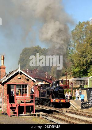 Taff Vale Railway O2 class 0-6-2T locomotive No 85 at Goathland station, North Yorkshire Moors Railway in September 2022. (See Note). Stock Photo