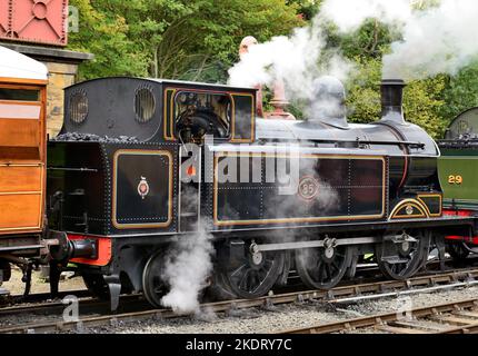 Taff Vale Railway O2 class 0-6-2T locomotive No 85 at Goathland station, North Yorkshire Moors Railway in September 2022. (See Note). Stock Photo