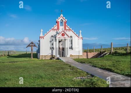The image is of the Italian Chapel near Kirkwall in the Orkney's. The Chapel was built by Italian Prisoners of War during the Second World War. Stock Photo