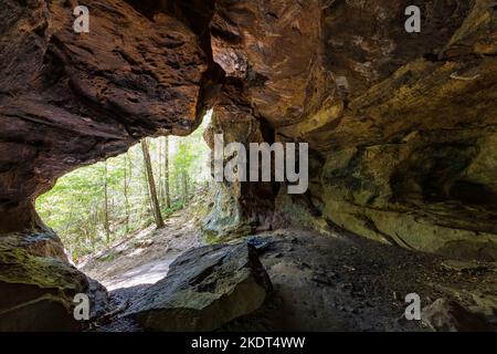 Hiking in the Alum Cove Trail at Arkansas Stock Photo