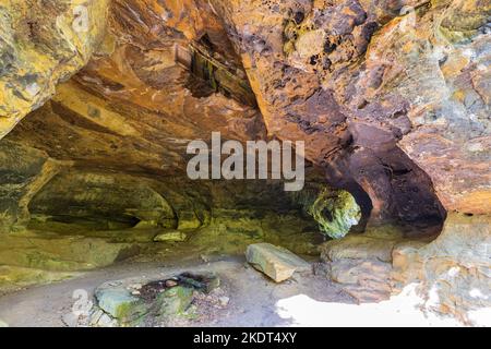 Hiking in the Alum Cove Trail at Arkansas Stock Photo