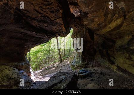 Hiking in the Alum Cove Trail at Arkansas Stock Photo