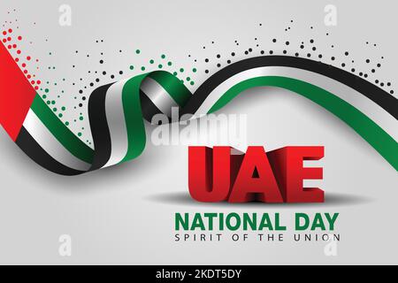 happy national day with UAE flag. 3d letter vector illustration design Stock Vector