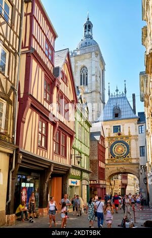 Rouen Normandy France. Le Gros Horloge (Great Clock) Stock Photo