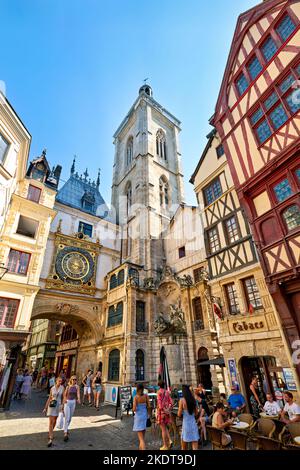 Rouen Normandy France. Le Gros Horloge Great Clock Stock Photo