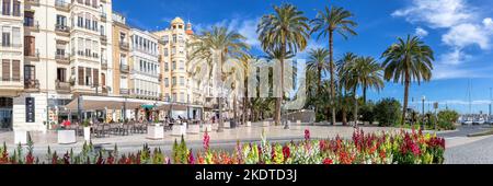 Alicante, Spain - February 15, 2022: Alacant Boulevard Esplanada D'Espanya Vacation Travel City Panorama In Alicante, Spain. Stock Photo