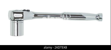 Metal Socket Wrench Cut Out on White. Stock Photo