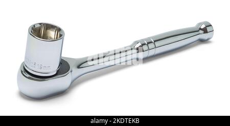 Chrome Socket Wrench Cut Out on White. Stock Photo