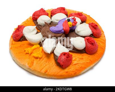 Thanks Giving Turkey Sugar Cookie Cut Out on White. Stock Photo