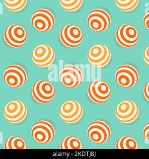 Seamless pattern with decorated spheres on colorful background. Stock Vector
