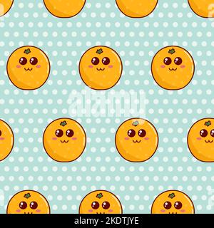 Cute cartoon seamless pattern with oranges for kids. Stock Vector