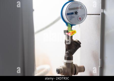 Sanitary equipment. Meters of the water. Stock Photo