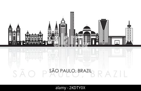 Silhouette Skyline panorama of city of Sao Paulo, Brazil - vector illustration Stock Vector