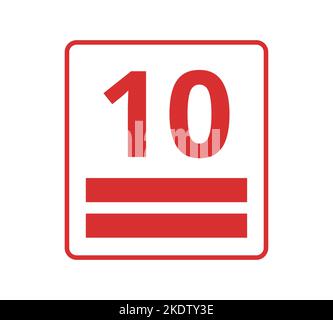 Red stacking height, number 10. Concept of packaging. Stock Vector