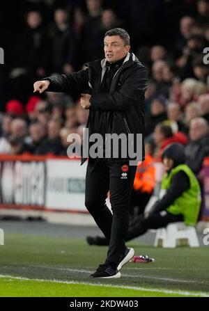 Sheffield, UK. 8th Nov, 2022. Paul Heckingbottom manager of Sheffield Utd during the Sky Bet Championship match at Bramall Lane, Sheffield. Picture credit should read: Andrew Yates/Sportimage Credit: Sportimage/Alamy Live News Stock Photo