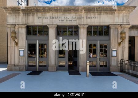 East entrance of Pattee Library building on the campus of Penn State University in sunny day Stock Photo
