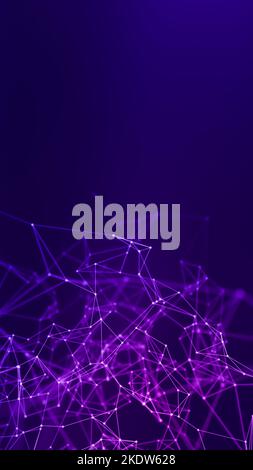 DNA Geometric shape data connected line and dots,Futuristic digital background for Business Science and technology. Vertical size Stock Photo