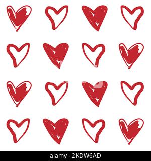 Seamless pattern with heart doodles. Stock Vector