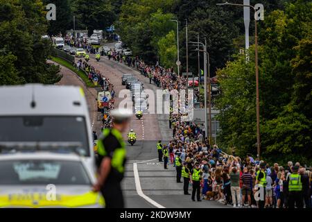 Following her death, Queen Elizabeth II cortege arrives in Edinburgh 11th Sept 2022. Stock Photo