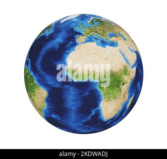 Abstract mosaic Earth globe isolated on a white background, 3d rendered Stock Photo