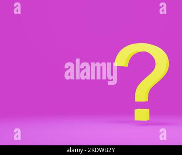 Yellow question mark sign on pink background Stock Photo