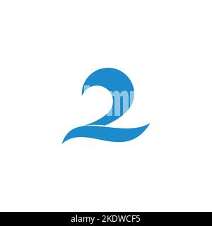 number two linked waves simple logo vector Stock Vector