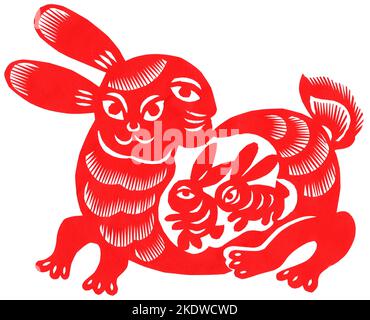 cut out paper rabbit animal tutorial, craft, DIY Stock Photo - Alamy