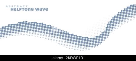 Abstract dotted bluish gray wave with halftone effect. Simple vector graphic pattern Stock Vector