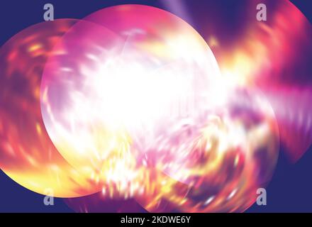 Bright multi-colored flickering circles on a blue background. Vector graphic pattern Stock Vector