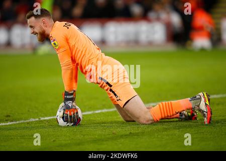 Sheffield, UK. 08th Nov, 2022. Viktor Johansson #1 of Rotherham United during the Sky Bet Championship match Sheffield United vs Rotherham United at Bramall Lane, Sheffield, United Kingdom, 8th November 2022 (Photo by Ben Early/News Images) in Sheffield, United Kingdom on 11/8/2022. (Photo by Ben Early/News Images/Sipa USA) Credit: Sipa USA/Alamy Live News Stock Photo