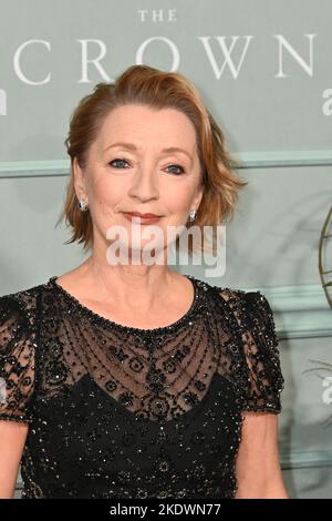 London, UK - 8th November 2022 Lesley Manville at Netflix World Premiere for The Crown Season 5 at Theatre Royal, Drury Lane, London    Credit: Nils Jorgensen/Alamy Live News Stock Photo