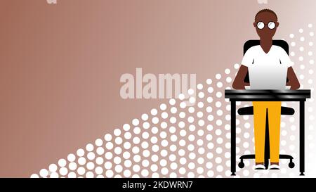person working on computer muckup illustration banner background in vector format Stock Vector