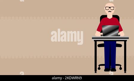 person working on computer muckup banner illustration background in vector format Stock Vector