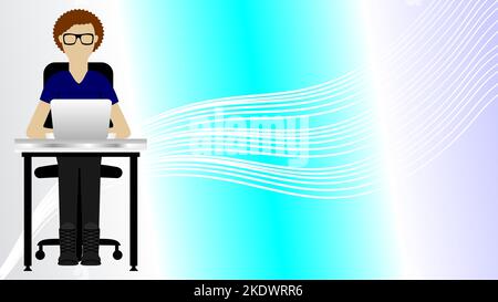 person working on laptop muckup illustration background in vector format Stock Vector