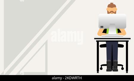 person working on computer muckup illustration background in vector format Stock Vector