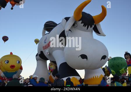 Creamland Cow Hot Air Balloon at Albuquerque international Balloon Fiesta Stock Photo