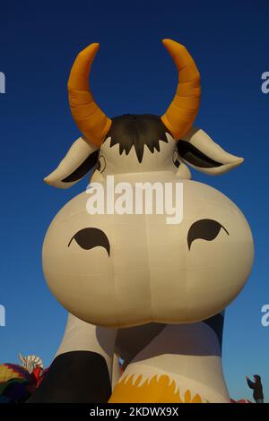 Creamland Cow Hot Air Balloon at Albuquerque international Balloon Fiesta Stock Photo