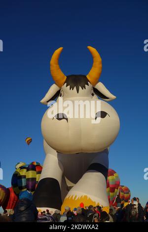 Creamland Cow Hot Air Balloon at Albuquerque international Balloon Fiesta Stock Photo