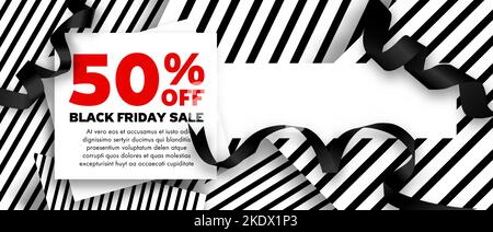 Black Friday Sale Banners vector illustration with ribbons Stock Vector