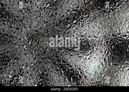 Corrugated transparent glass with geometric pattern, blurred lines,  close up Stock Photo