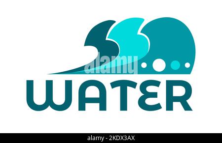 Water splashes and text samples logos and emblems set vector isolated Stock Vector