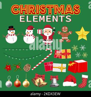 Christmas Elements Set Stock Vector