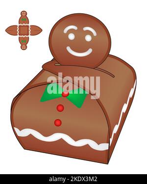 Christmas Cookie Box packaging die cut template design. 3d mock-up Stock Vector