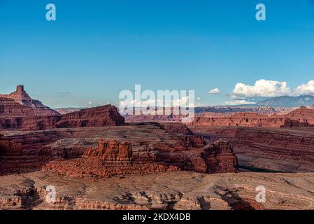 Panoramic HDR view from 8 photos of Thelma and Louise Point in Canyonlands National Park Stock Photo