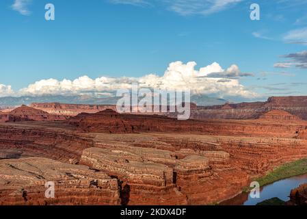 Panoramic HDR view from 8 photos of Gooseneck Overlook in Moab Stock Photo