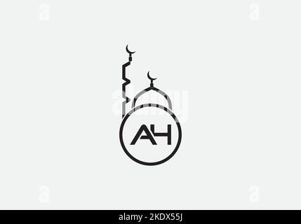 Islamic mosque logo and minar logo and symbol design vector with the letter and alphabets Stock Vector